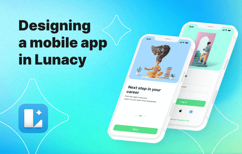 Mobile app design in Lunacy
